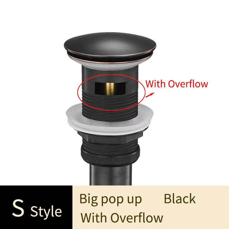 DecorBites™ Brass Bathroom Sink Pop Up Drain for Lavatory Basin - HJ-0618F