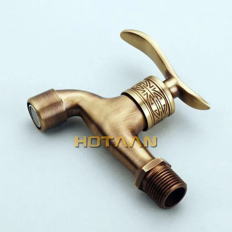 DecorBites™ Antique Brass Wall Mount Bathroom Faucet