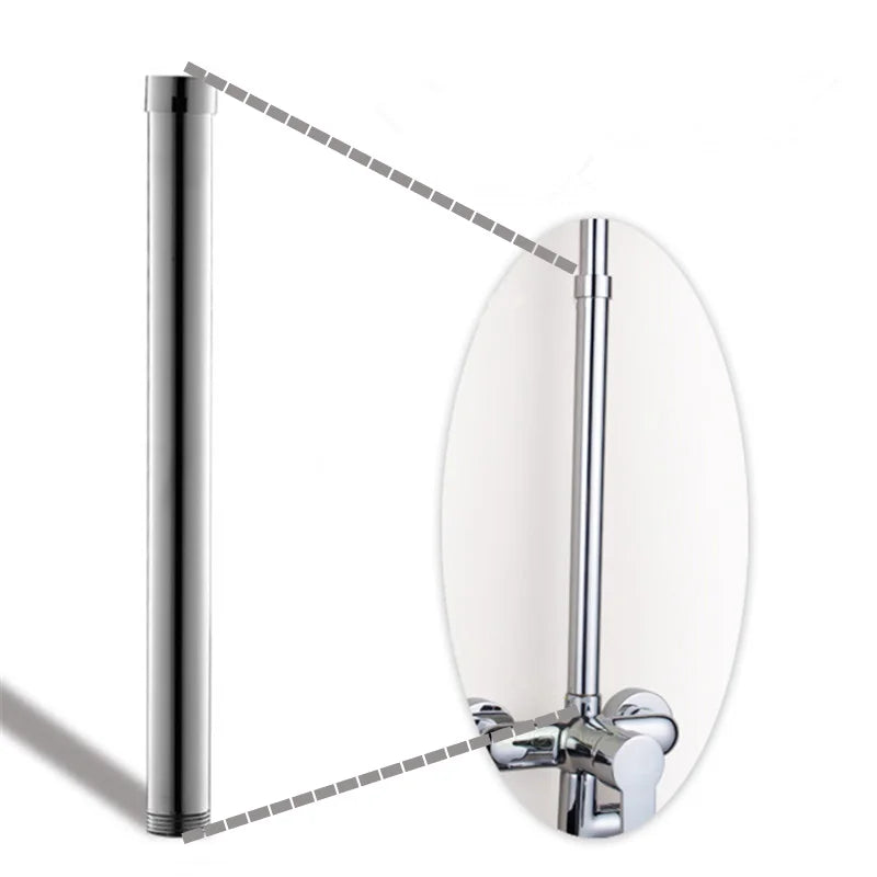 DecorBites™ 12" Solid Brass Chrome Round Shower Faucet Extension Tube Bar
