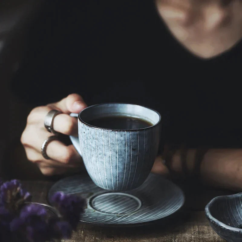 DecorBites™ Elegant Ceramic Coffee Cup Set with Saucer - Eco-Friendly Porcelain Tea Cup -