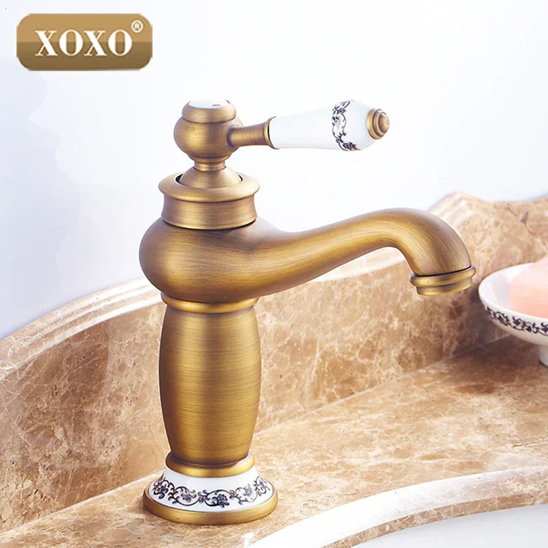 DecorBites™ Bathroom Basin Faucet Deck Mounted Hot Cold Mixer 50045GT