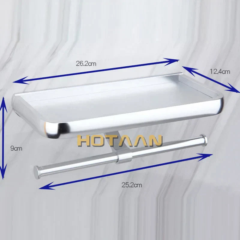 DecorBites™ Aluminium Toilet Paper Holder Multifunction Bathroom Mobile Holder Shelf - Oxidation Finish