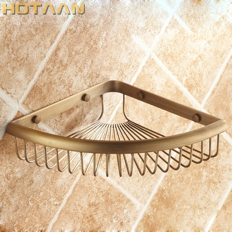 DecorBites™ Antique Brass Double Layer Bathroom Shower Shelf