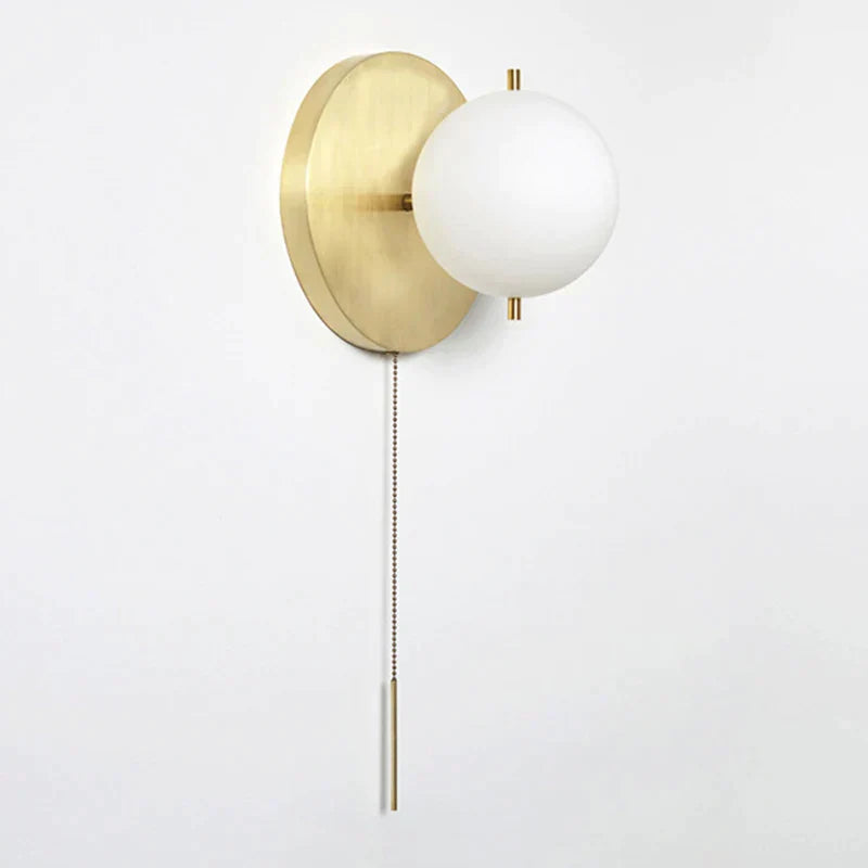 DecorBites™ Glass Round Wall Lamp Brass Wall Light for Living Room & Bedroom