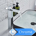 DecorBites™ Brushed Nickel Single Lever Waterfall Basin Faucet - Deck Mounted Brass Mixer