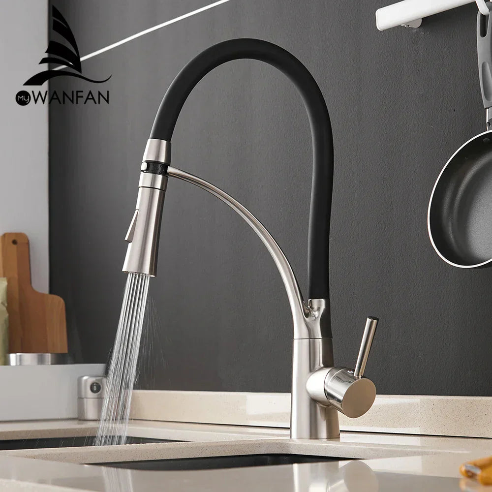 DecorBites™ Brushed Nickel Kitchen Sink Faucet LED Light Mixer Tap