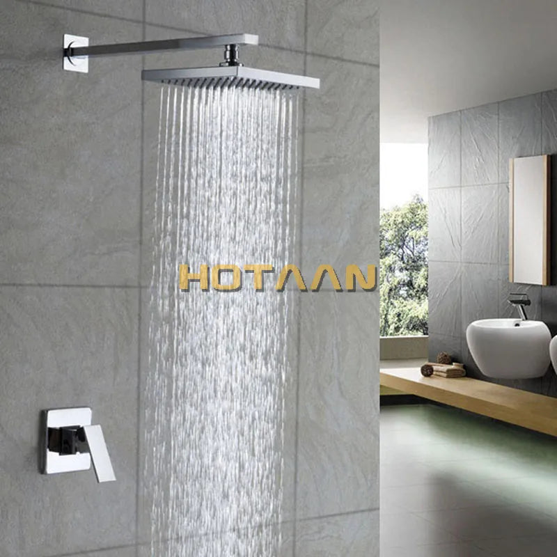 DecorBites™ Brass Lanos Rain Shower Set, Bath Mixer Wall Tap for Hotels