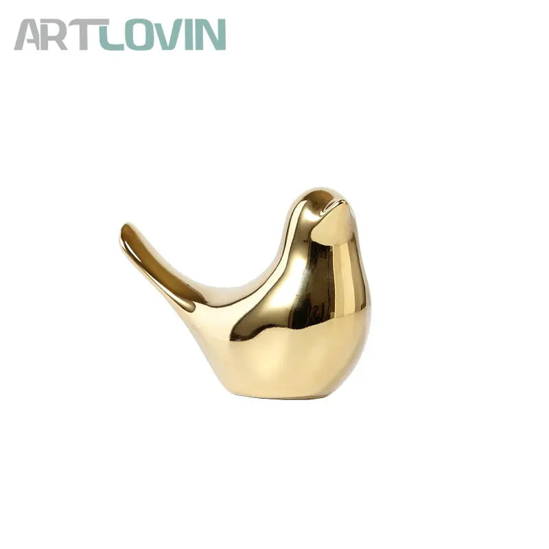 DecorBites™ Gold Ceramic Bird Figurines Home Decor - Fashionable Wedding Ornaments