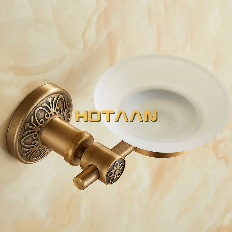 DecorBites™ Antique Brass Wall Mounted Soap Dish - Bathroom Glass Holder