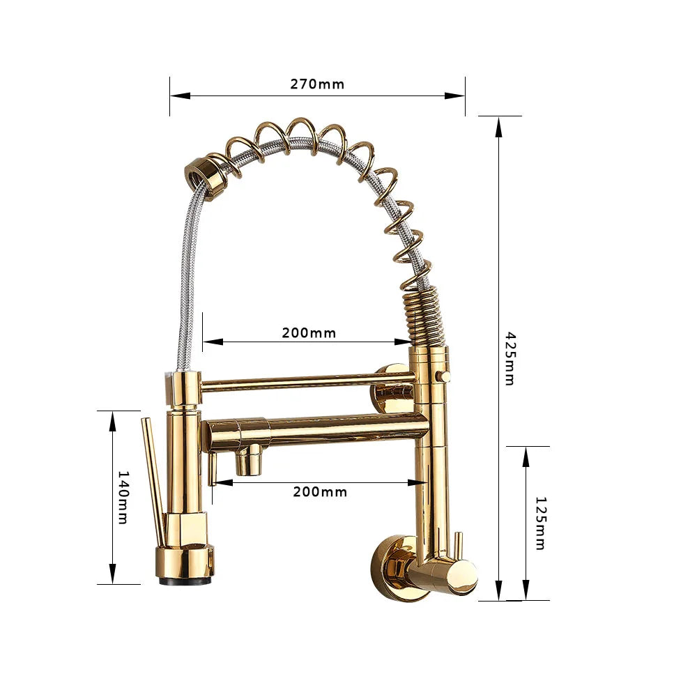 DecorBites™ Dual Spouts Kitchen Faucet with Handheld Shower - Wall Mounted Dual Spouts