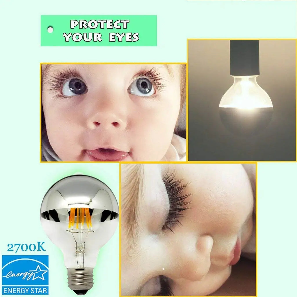 DecorBites™ 8W LED Filament Dimmable G45 Silver Mirror Top Bulb E12 Warm White 2700K
