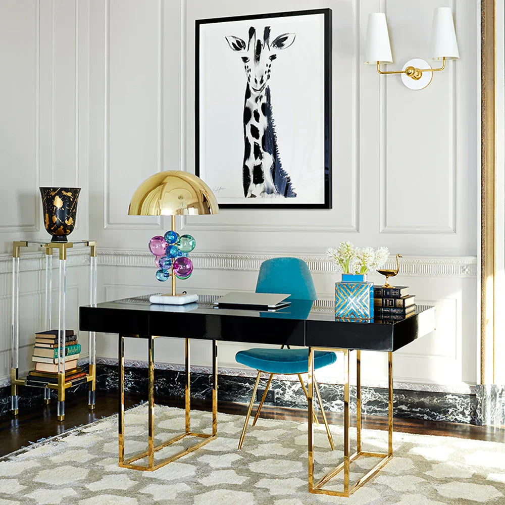 DecorBites™ Crystal Bubble LED Desk Lamp - Art Deco Style, Clear Colorized, Marble Base