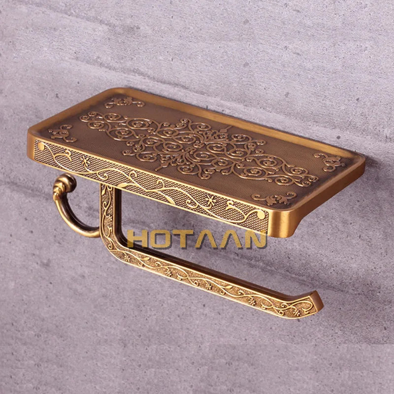 DecorBites™ Brass Toilet Paper Holder Bathroom Storage Rack Accessory