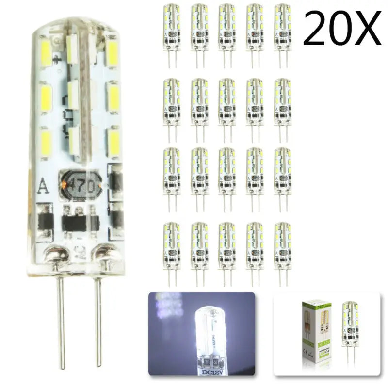 DecorBites™ G4 LED Spotlight Bulb 2W Crystal Lamp 12V 3014 SMD - Pack of 20