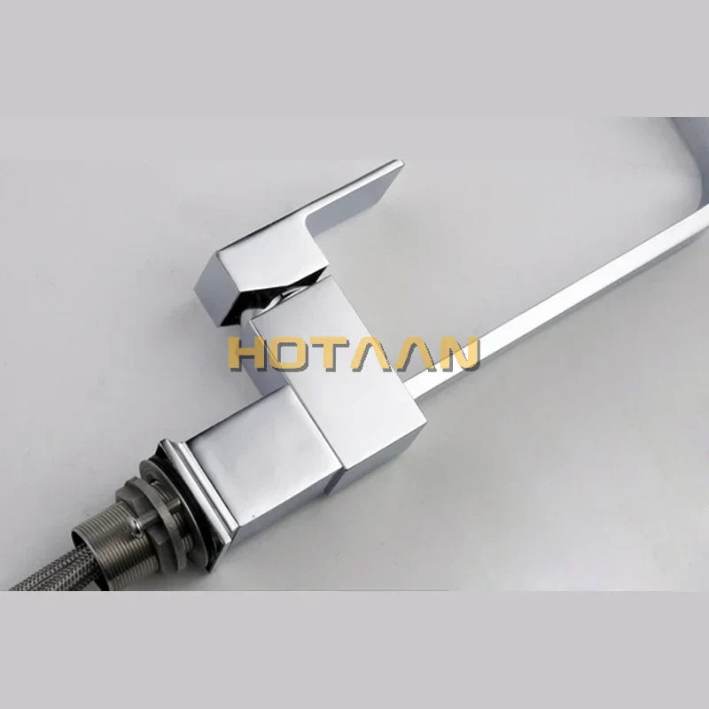 DecorBites™ Brass Square Swivel Kitchen Faucet Mixer for Sink
