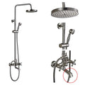 DecorBites™ Brushed Nickel Dual Handle Rainfall Shower Mixer Faucet with Handshower