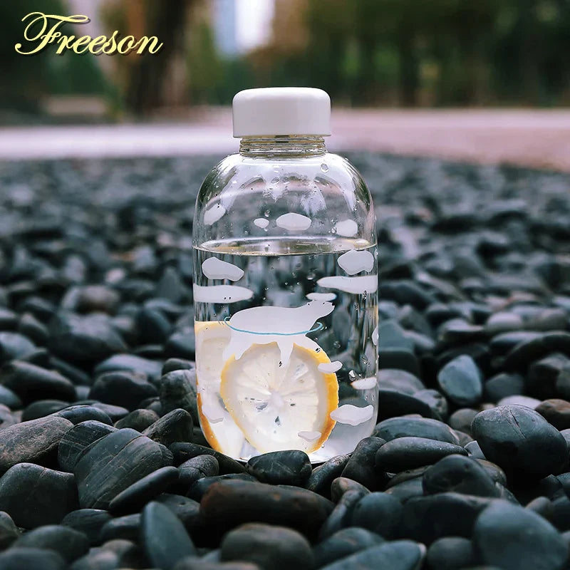 DecorBites™ Animal Glass Water Bottle with Sleeve | Cute Kawaii Design for Outdoor Activities