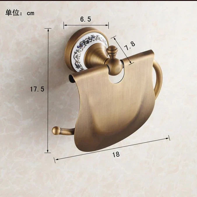 DecorBites™ Brass Wall Mounted Paper Holder Bathroom Accessories Antique Finish