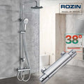 DecorBites™ Black Thermostatic Shower Faucet Set Chrome Wall Mount Rainfall Mixer Tap