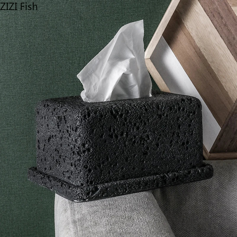 DecorBites™ Cement Tissue Box Rack | Modern Kitchen & Restaurant Decor