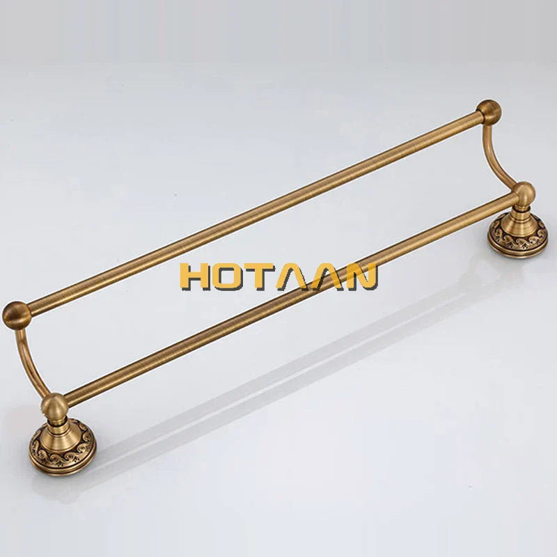 DecorBites™ Antique Brass Towel Holder Single Bar Rack. Solid Aluminium Rail, 30/40/45/50/60cm.