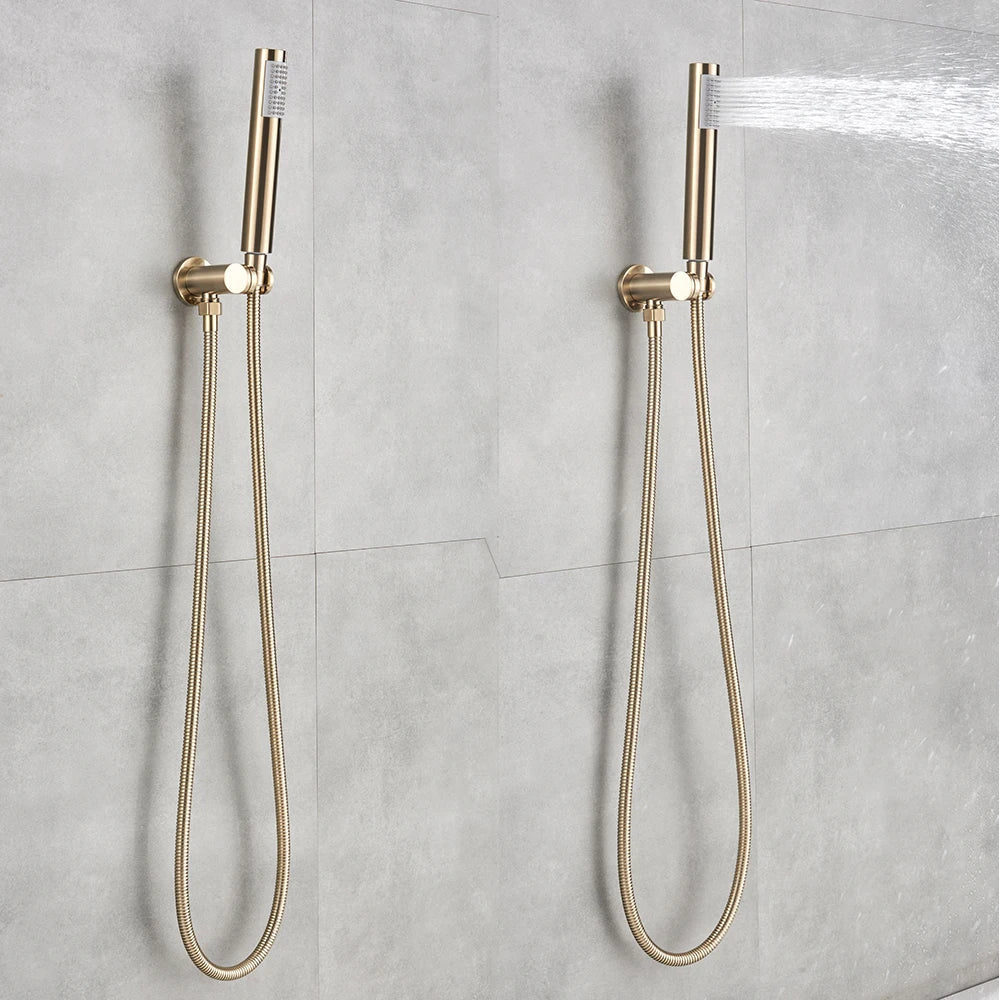 DecorBites™ Brushed Gold Rainfall Shower Set with Single Handle Mixer and Embedded Box