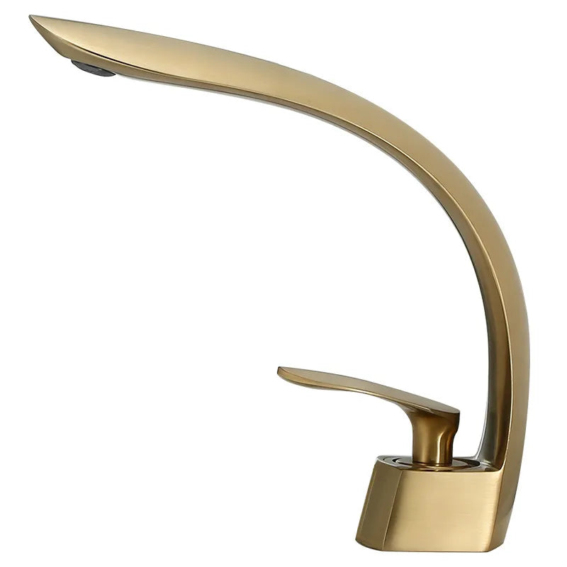 DecorBites™ Grey/Black Wash Basin Faucet Single Handle Mixer Tap Hot Cold Waterfall Brushed Gold