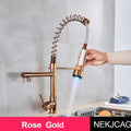 DecorBites™ LED Spring Kitchen Faucet: Dual Swivel Spout, Pull Down, Hot Cold Mixer Tap