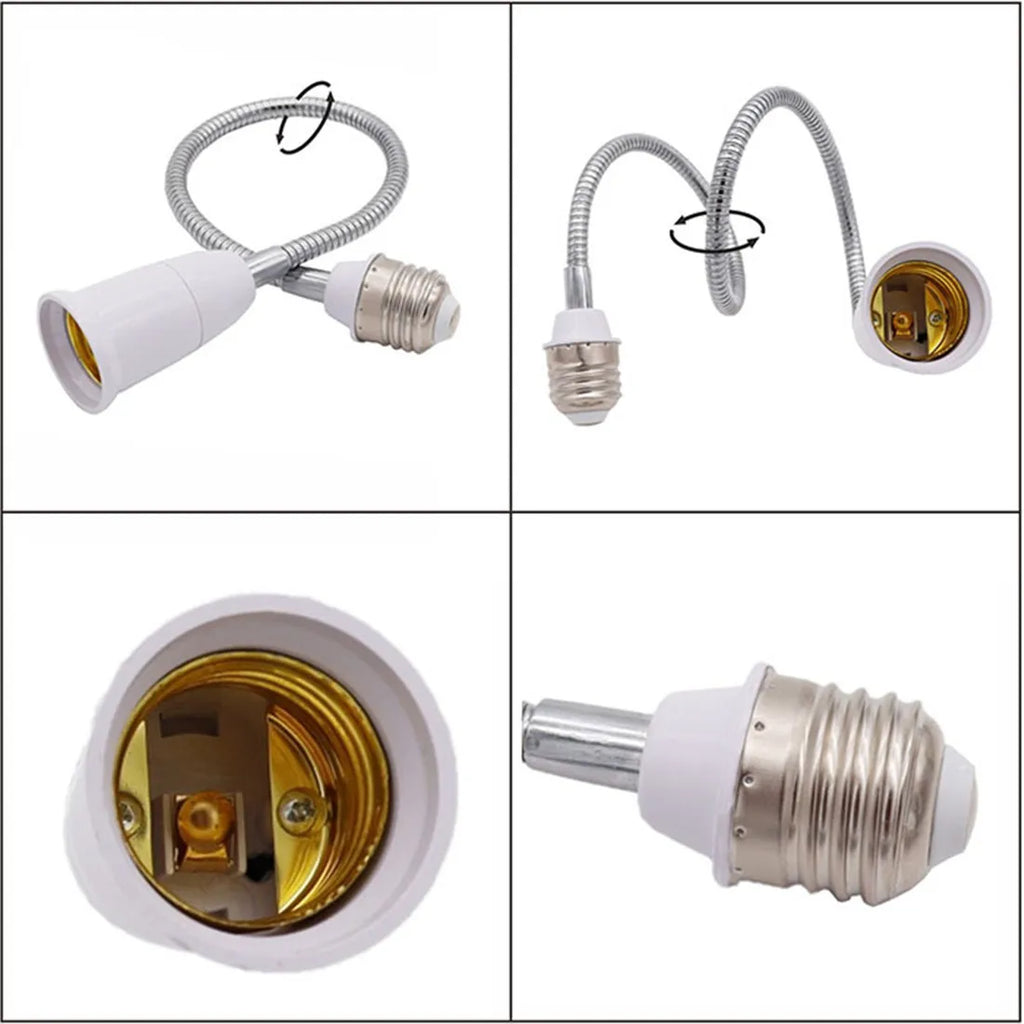 DecorBites™ Gooseneck E27 to E27 Base Extension Adaptor for Lamp Bulb Holder
