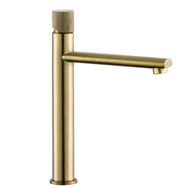DecorBites™ Brushed Gold Brass Bathroom Basin Faucet - Deck Mounted Sink Tap