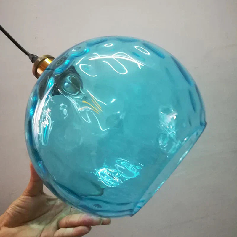 DecorBites™ Loft Blue Glass Pendant Light LED E27 Nordic Hanging Lamp - 3 Sizes