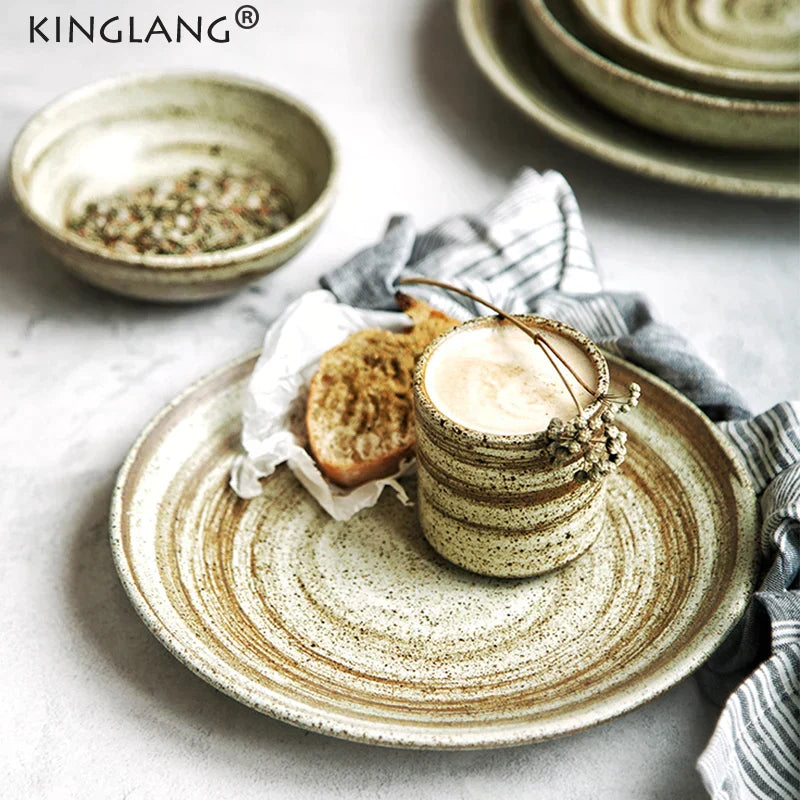 DecorBites™ Japanese Style Ceramic Rice Bowl Round Dish - Swallow Design