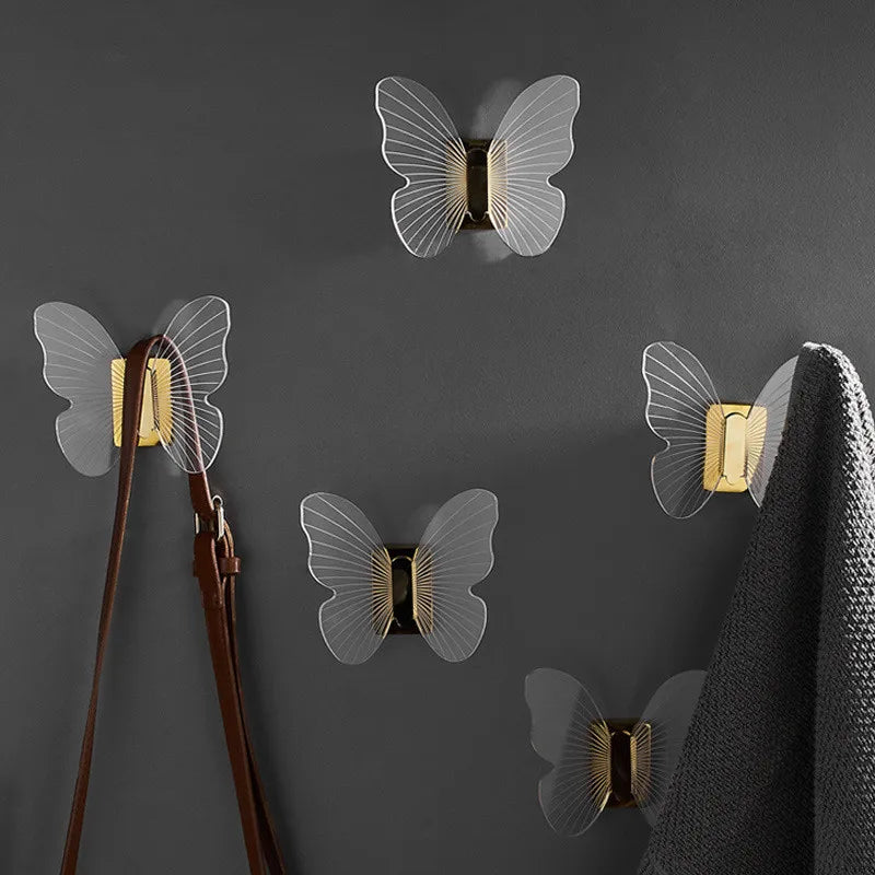 DecorBites™ Butterfly Acrylic Towel Hook: Wall Mounted, Bathroom & Door Towel Holder