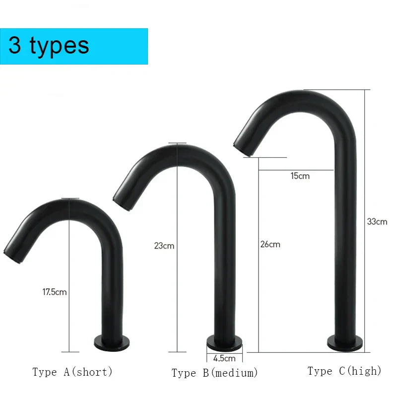 DecorBites™ Black Sensor Faucet Bathroom Sink Deck Mount Automatic Basin Faucet