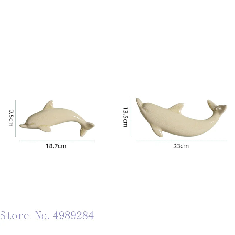 DecorBites™ Dolphin Fish Ocean Background Ceramic Wall Decoration for Children's Room
