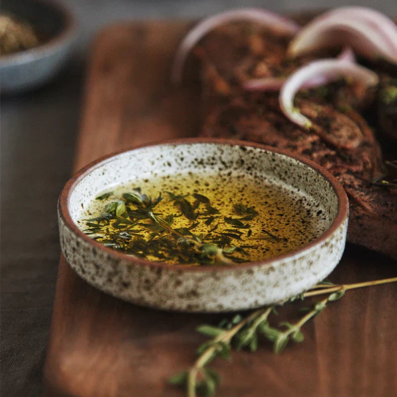 DecorBites™ Ceramic Round Sauce Dish - Small Seasoning Bowl for Soy Sauce and Wasabi