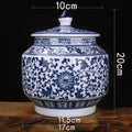DecorBites™ Blue White Porcelain Storage Tank for Living Room Decor & Small Objects.