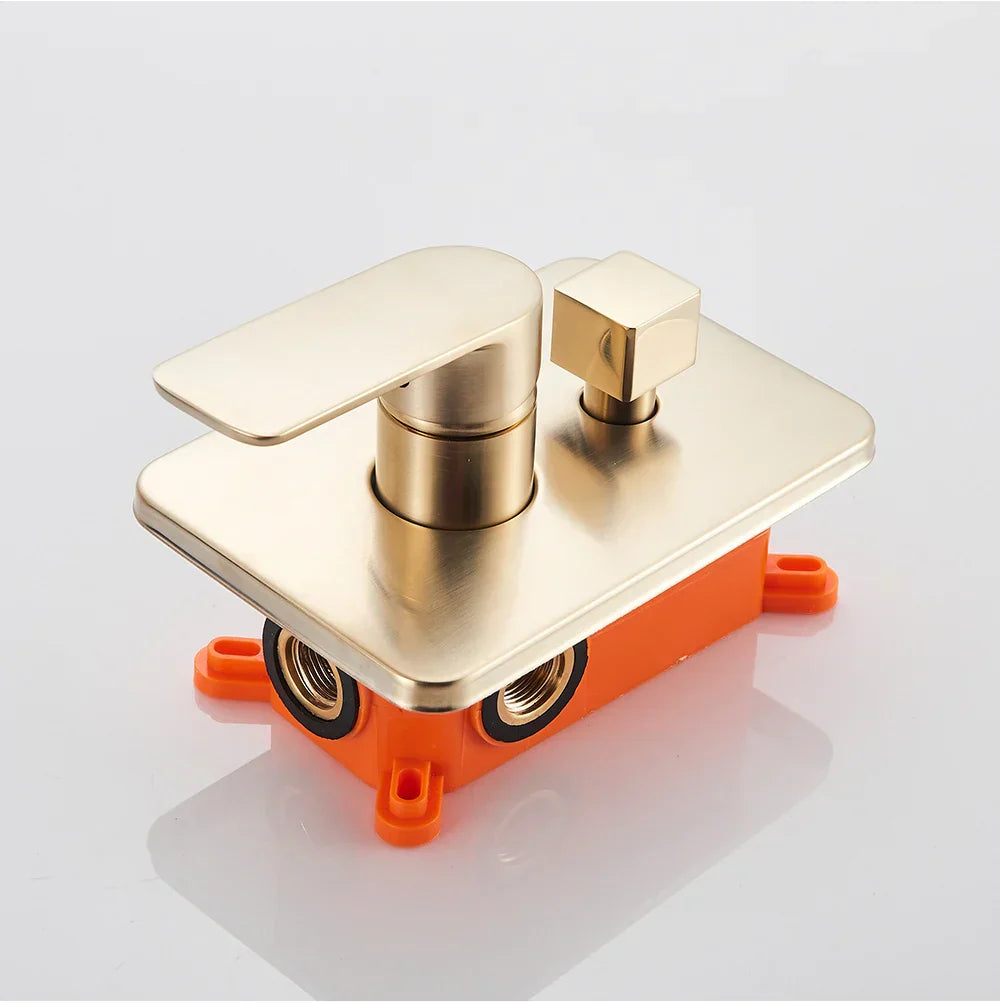 DecorBites™ Brushed Gold Ultra-Thin Rainfall Shower Faucet with Wall Mount 8’‘-16’‘ Head