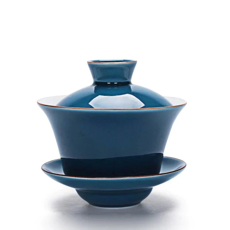 DecorBites™ Celadon Tea Tureen & Flower Gaiwan Kung Fu Tea Set 140ml Puer Kettle