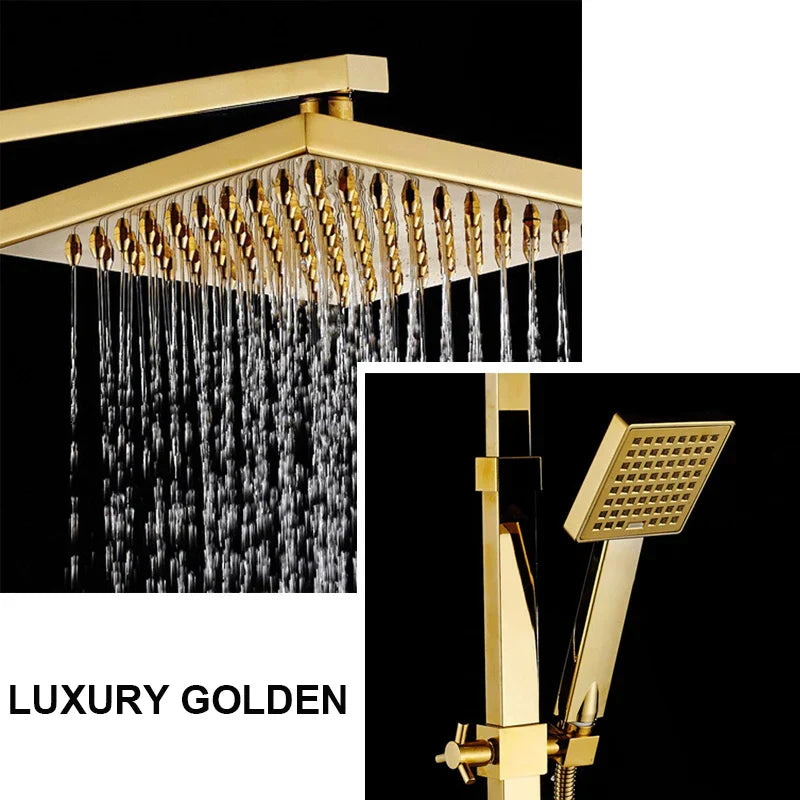 DecorBites™ 8" Square Rainfall Shower Faucet Set with Handshower - Wall Mount Single Handle