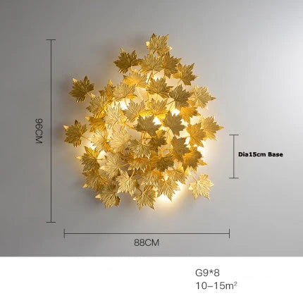 DecorBites™ LED Golden Maple Leaves Wall Sconce for Bedroom and Corridor