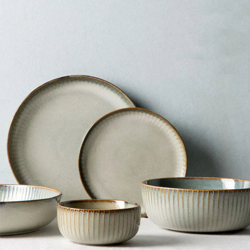 DecorBites™ Ceramic Dessert Plate - Round Solid Pattern - Household Tableware