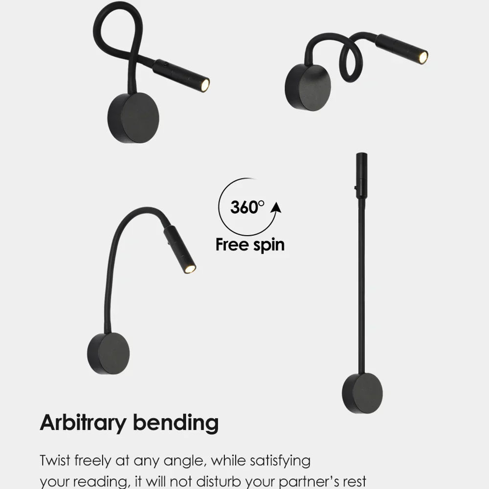 DecorBites™ LED Wall Sconces: Modern 3W Night Light Fixtures for Study, Working, and Reading