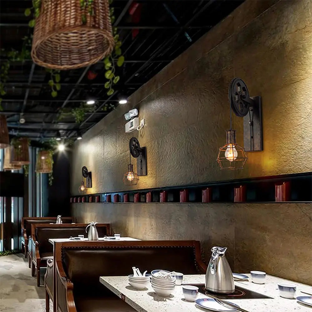 DecorBites™ Industrial Iron Wall Sconce LED Fixture for Cafe Bar Loft Decoration