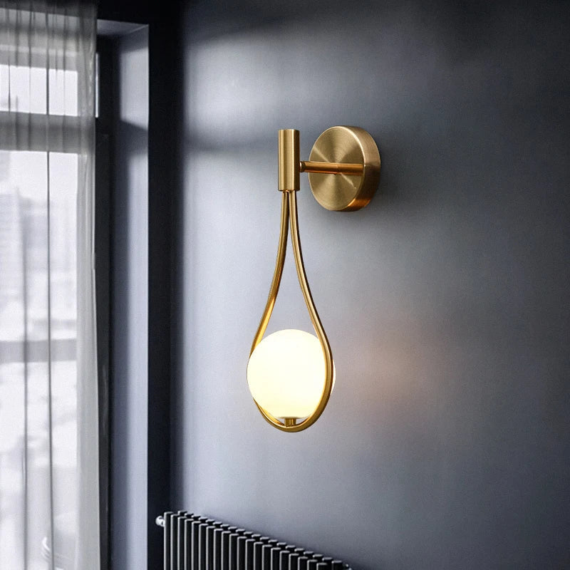DecorBites™ Glass Ball Brass Wall Lamp LED Bedroom Living Room Lighting