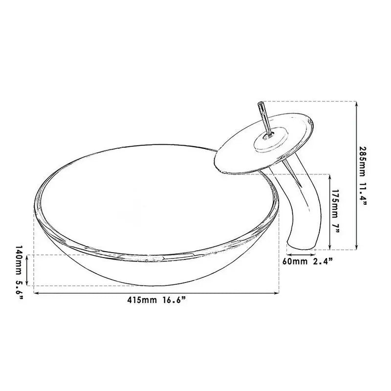 DecorBites™ Blue Tempered Glass Basin Sink Set with Faucet for Bathroom Counter Top