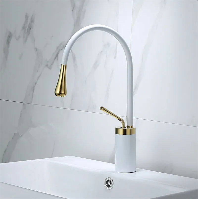 DecorBites™ Black Gold Basin Faucet - Swivel Kitchen Sink Water Crane with Hot and Cold Handles