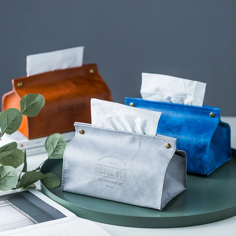 DecorBites™ Leather Tissue Box Holder - Nordic Style Decor Storage Case