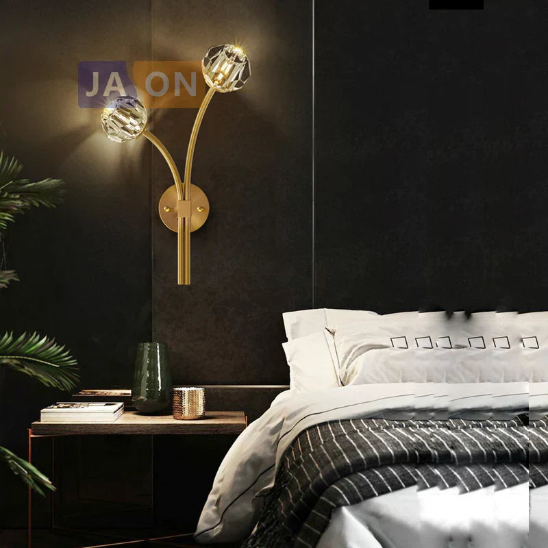 DecorBites™ Crystal LED Wall Sconce for Bedroom Corridor - Designer Black Gold Wall Light