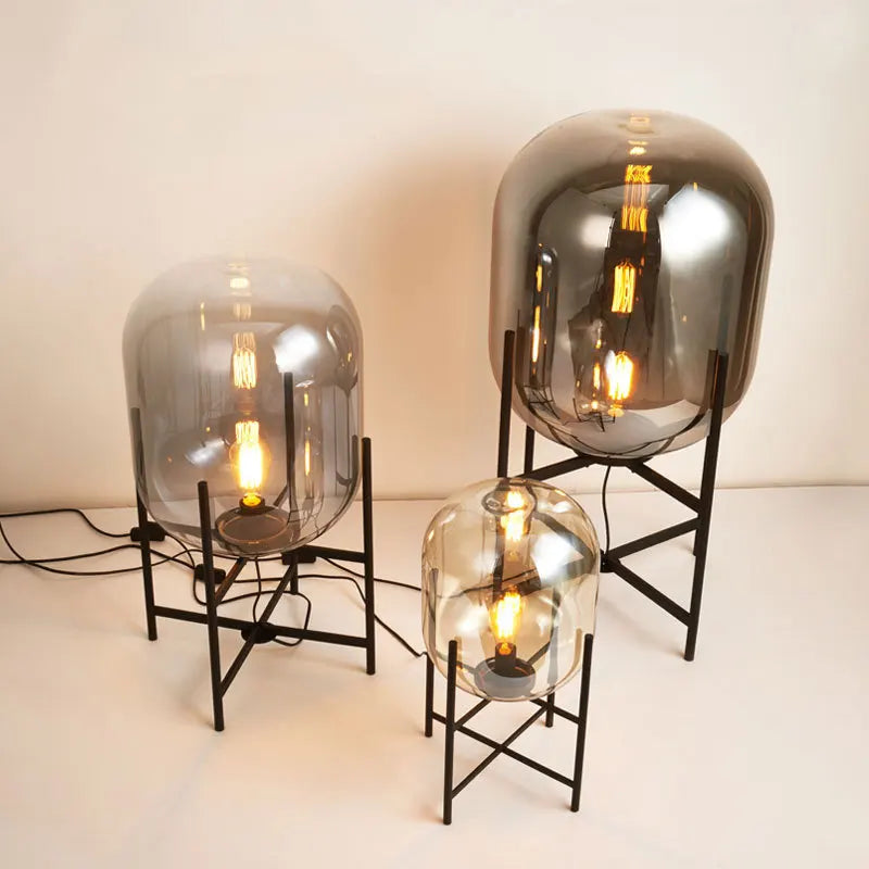 DecorBites™ LED Glass Floor Lamp Retro Melon Floor Lights - Modern Minimalist Design